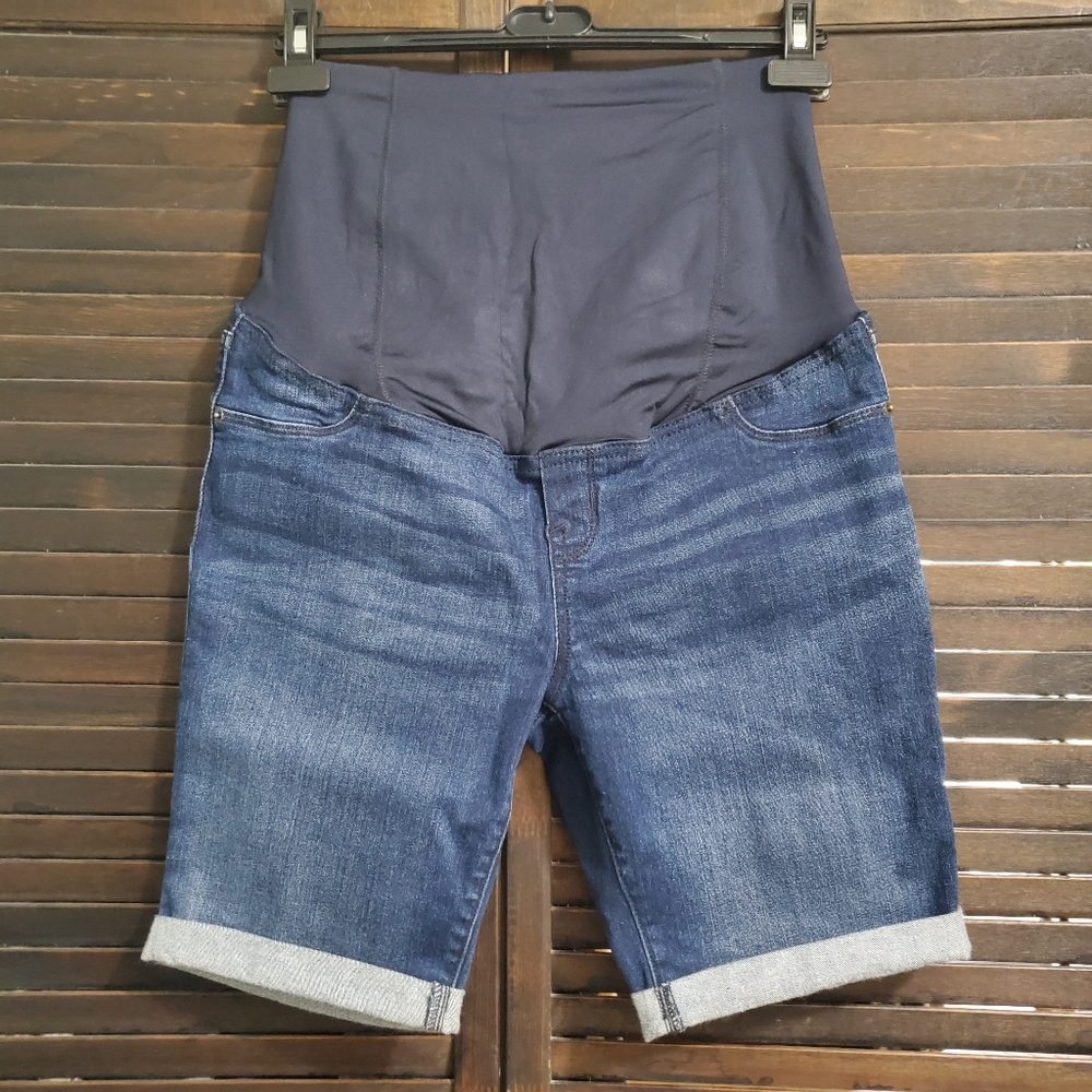 Isabel Maternity Cuffed Denim Bermuda Shorts